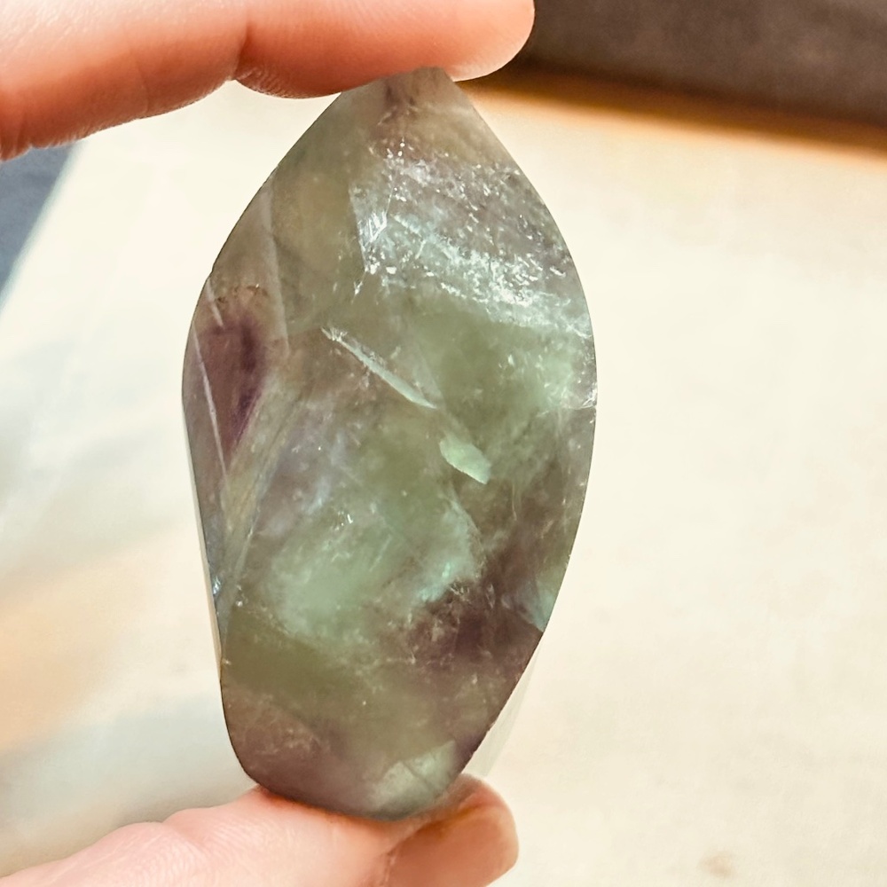 Rainbow Fluorite Faceted Freeform Crystal Spiritual Clarity Focus Green Purple - Picture 4 of 11